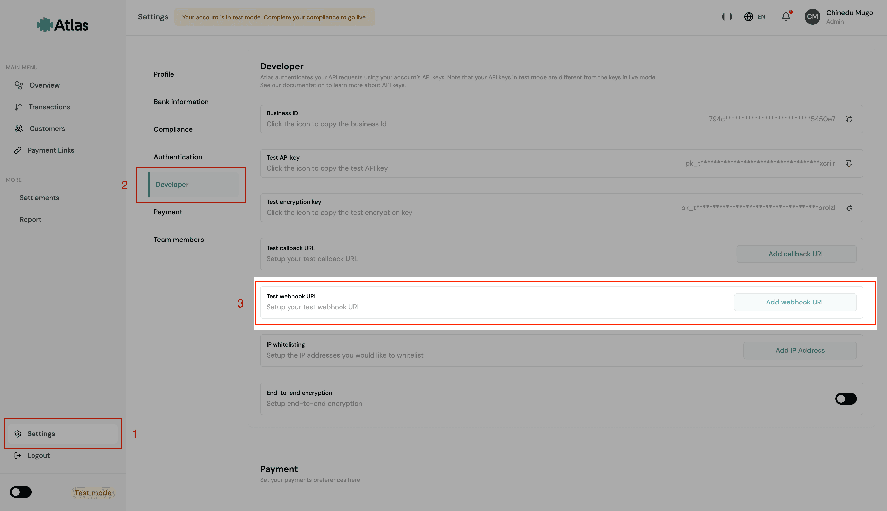 Activate webhooks on Atlas